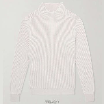 26 FW 브루넬로 쿠치넬리 크림 소프트 핸들 컴포터블 핏 리브드 캐시미어 터틀넥 스웨