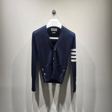 톰브라운 사선완장 캐시미어 가디건 그레이