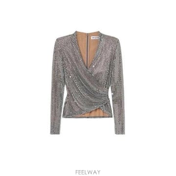 셀프 포트레이트 라인스톤 메쉬 랩 탑 AW26154TGR GREY B0172256223