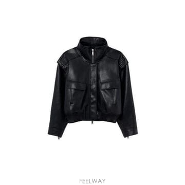 셀프 포트레이트 페이크 레더 봄버 자켓 AW26120JB BLACK B0172256225