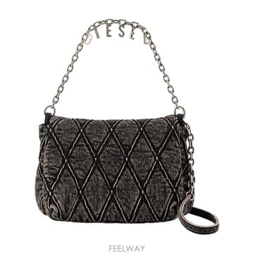 26 F/W 디젤 참 D 미디엄 숄더 백 DIESEL 코튼 블랙 X0 B0732239198
