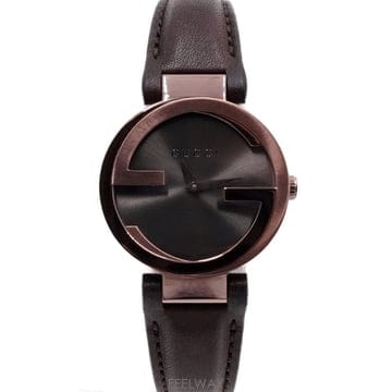 구찌 YA133504 브라운 인터로킹 G 컬렉션 29mm 쿼츠 가죽밴드 여성 시계aa66392