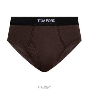 26 FW 톰포드 로고 웨이스트밴드 스트레치 브리프 브라운 T4LC110400