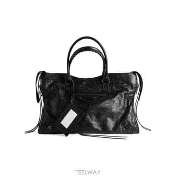 26FW Balenciaga 블랙 레더 라지 Le 시티 shopping 백 8657652ACME1000 TP