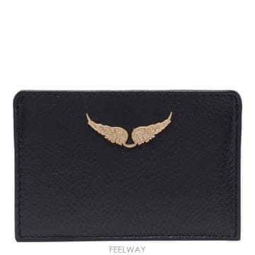 26FW ZADIG VOLTAIRE 블랙 골드톤 zv pass 카드 홀더 LWSG00001008 TP5778