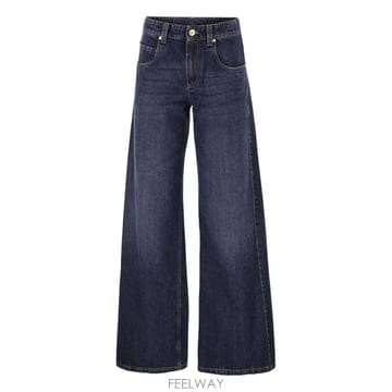 26SS 브루넬로 쿠치넬리 와이드 trousers in Authentic 데님 with 주얼리 MA095P4