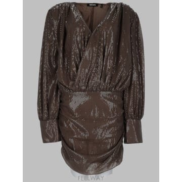26FW Rotate Sequin 롱 sleeve 미니 드레스 in fossil 베이지 1164211078B