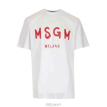 MSGM 로고 프린트 크루넥 티셔츠 블랙