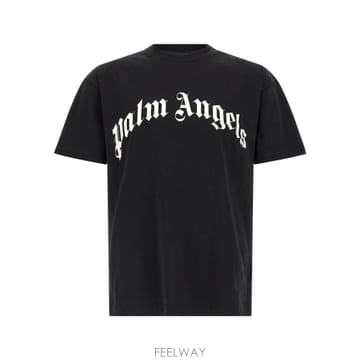 Palm Angels 26SS �ʿ����� Curved �ΰ� T ���� PMAA109S26JER00G10031003 TP5743545026SS �ʿ����� Curved �ΰ� T ���� PMAA109S26JER00G10031