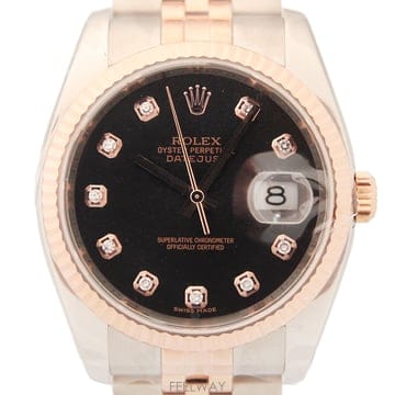 [폴스두잉] ROLEX 롤렉스 데이트저스트 116231 10P다이아세팅 로즈골드18K 블랙판 콤비 시계