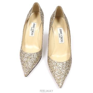 Jimmy Choo(지미추) 샴페인 골드 글리터 로미 ROMY 85 펌프스 여성구두 37.5