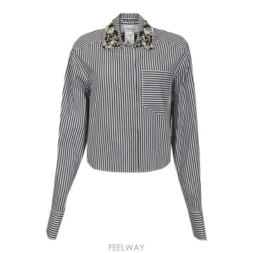 Sportmax 26SS ������ �ƽ� Spxquagga Crop ���� In Striped ��ư Poplin 26121110126SS ������ �ƽ� Spxquagga Crop ���� In Striped ��ư P