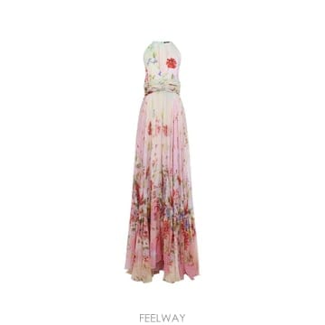 26 FW 로베르토 카발리 플로럴 프린트 홀터넥 드레스 WQT175CKR32 TP451192605