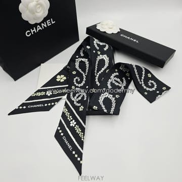 샤넬 스카프 CC로고 블랙