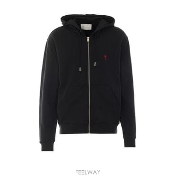 26 F/W 아미 지퍼 업 WITH 아미 드 꾀흐 로고 후드 BFUS B0012257241