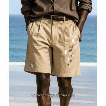 STRIKE Atelier Painted Single-Tuck Chino Shorts (BEIGE)Atelier Painted Single-Tuck Chino Shorts (BEIGE)