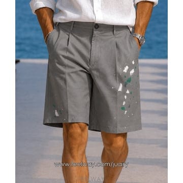 STRIKE Atelier Painted Single-Tuck Chino Shorts (LIGHT KHAKI)Atelier Painted Single-Tuck Chino Shorts (LIGHT KHAKI)