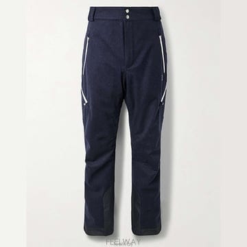 26 FW 브루넬로 쿠치넬리 블루 스트레이트 패디드 쉘 트리밍 울 펠트 스키팬츠