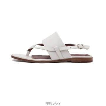 로로피아나 FAM1477 화이트 프란세스 가죽 여성 샌들aa66394