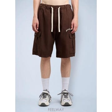26 FW 팜앤젤스 남성 Curved Logo Loose Cargo Shorts PMCS012S26FAB00