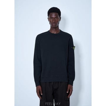 26 FW 스톤아일랜드 남성 로고 패치가 있는 크루넥 스웨트셔츠 sto0165016blk