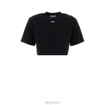 오프화이트 오프 스탬프 RIB 크롭 티셔츠 블랙 2AA081C99J B0441959106