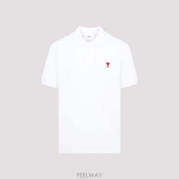 26FW 아미 스몰 하트 로고 폴로 셔츠 BFUPL001 760 100 WHITE