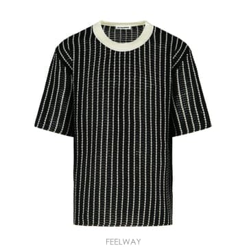 26SS 질샌더 크로셰 블랙 코튼 T 셔츠 J22GC0230J15467033 TP570978444