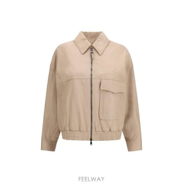 26SS 브루넬로 쿠치넬리 모닐리 글로시 나파 가죽 아우터 재킷 MPPAH7661 C8238 BEIGE