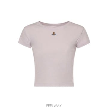 비비안웨스트우드 로고 자수 골지 티셔츠