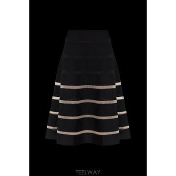 26SS Balmain STRIPES VISCOSE 니트 FLARE 롱 스커트 GF0LD545KJ750PA 