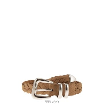 26FW 브루넬로 쿠치넬리 Reversed 카프 스킨 벨트 with braided 팁 MAURP253C796