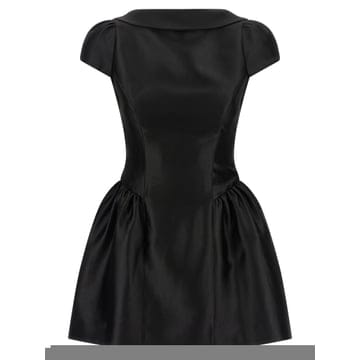 26FW Self portrait 블랙 taffeta Collared 미니 드레스 PF26097SBBLACK