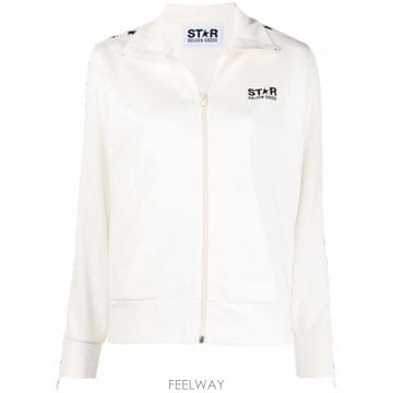 25FW 골든구스 짚 스웨트 셔츠 WITH GROSGRAIN STRIP 앤 STARS GWP00875P000