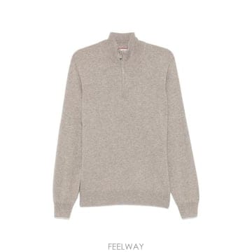 26FW 브루넬로 쿠치넬리 캐시미어 집업 니트 M2200124 COW55 NEUTRALS