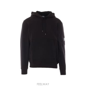 26FW C P  Company Diagonal relief 코튼 fleece 후드티 in 블랙 RCCMSS