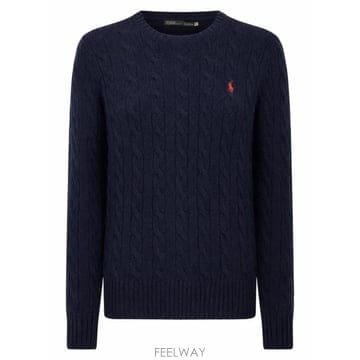 26FW 폴로 랄프로렌 폴로 자수 케이블 니트 스웨터 211971865 003HUNTERNAVY BLUE