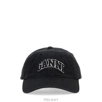 26FW 가니 로고 캔버스 볼캡 A6900 099 BLACK