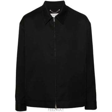 골든구스 울 자켓 with front 집 closure  클래식 collar, 니트 커프스, 앤 a silv