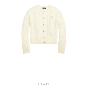 26FW 폴로 랄프로렌 로고 자수 크루넥 가디건 211972104 002 AUTHENTIC CREAM
