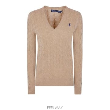 26FW 폴로 랄프로렌 포니 로고 자수 케이블 니트 v넥 스웨터 211971866 002 COLLECTION