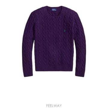 25FW 폴로 랄프로렌 폴로 자수 케이블 니트 스웨터 211 971865 011 MIDNIGHT PURPLE