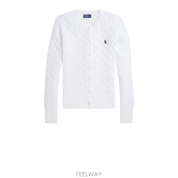 26SS 폴로 랄프로렌 폴로 자수 케이블 니트 가디건 211971868 007 WHITE