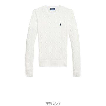26SS 폴로 랄프로렌 포니 로고 피마코튼 케이블 니트 스웨터 211 971869 007 WHITE