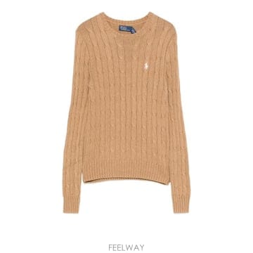 26SS 폴로 랄프로렌 폴로 자수 케이블 니트 스웨터 211 971795 002 CAMEL MELANGE