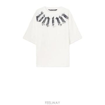 26SS 팜앤젤스 빅 넥 로고 루즈 티셔츠 PMAA10DS26JER002 0310 OFF WHITE BLAC