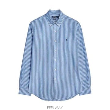 26SS 폴로 랄프로렌 긴팔 셔츠 710 B15595 005 MED BLUE WHITE