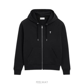 26FW 아미 스몰 하트 로고 코튼 후드 집업 HSW765 730045 BLACK