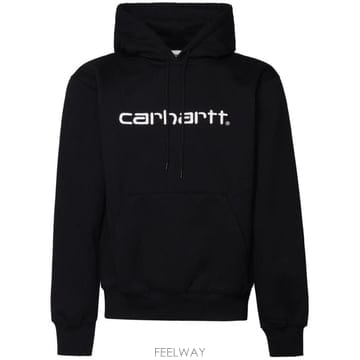 26FW 칼하트 WIP 로고 후드 티셔츠 I030547 0D2XX BLACK