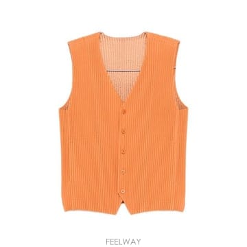 26SS 옴므 플리세 이세이 미야케 니트 베스트 HP66JE157 47 BROWN